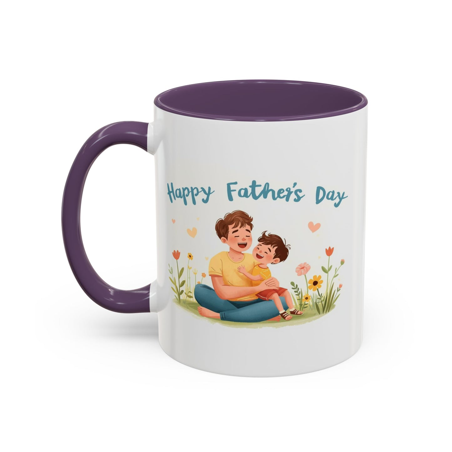 "Happy Father's Day" Dad and Child Floral Accent Mug (11/15oz)