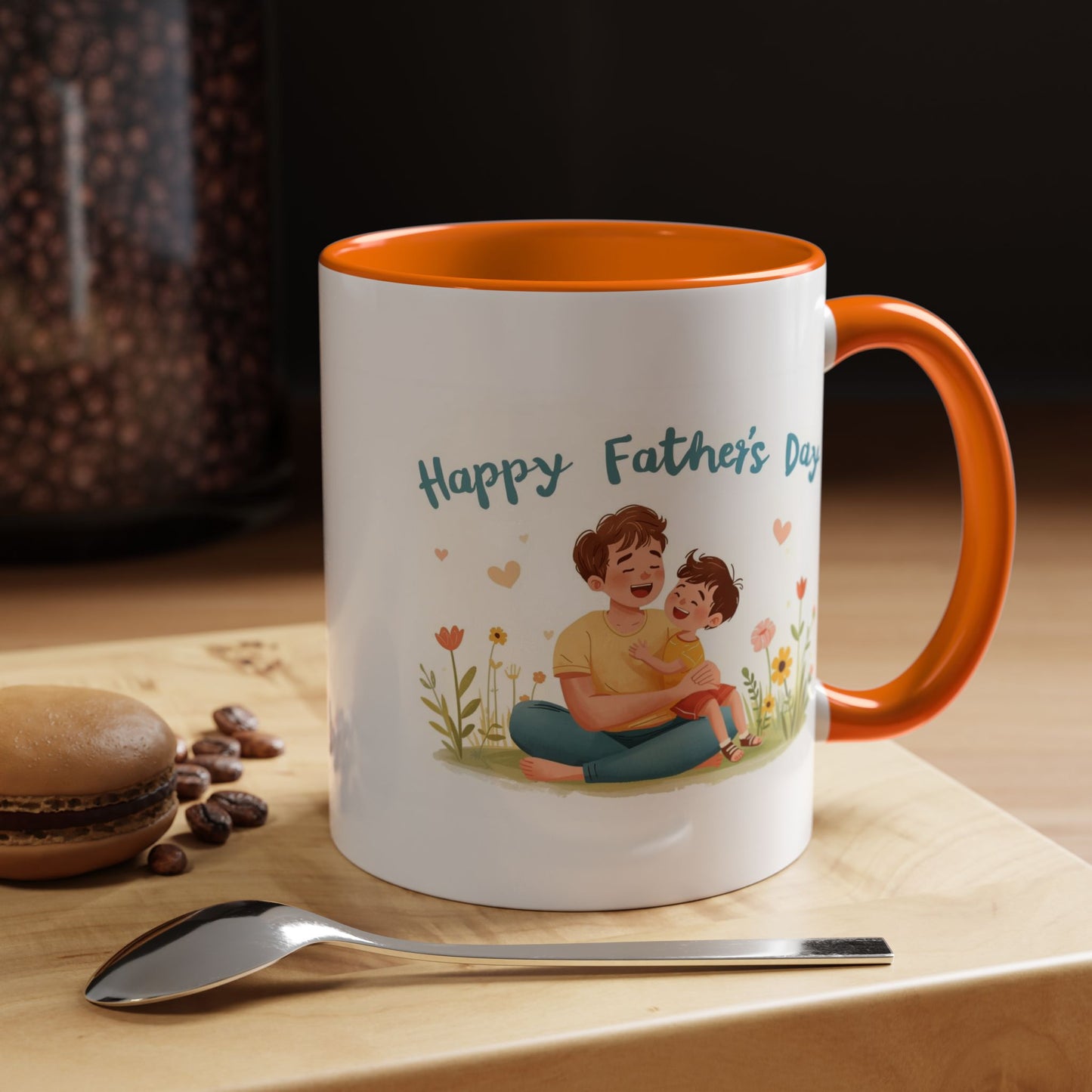 "Happy Father's Day" Dad and Child Floral Accent Mug (11/15oz)