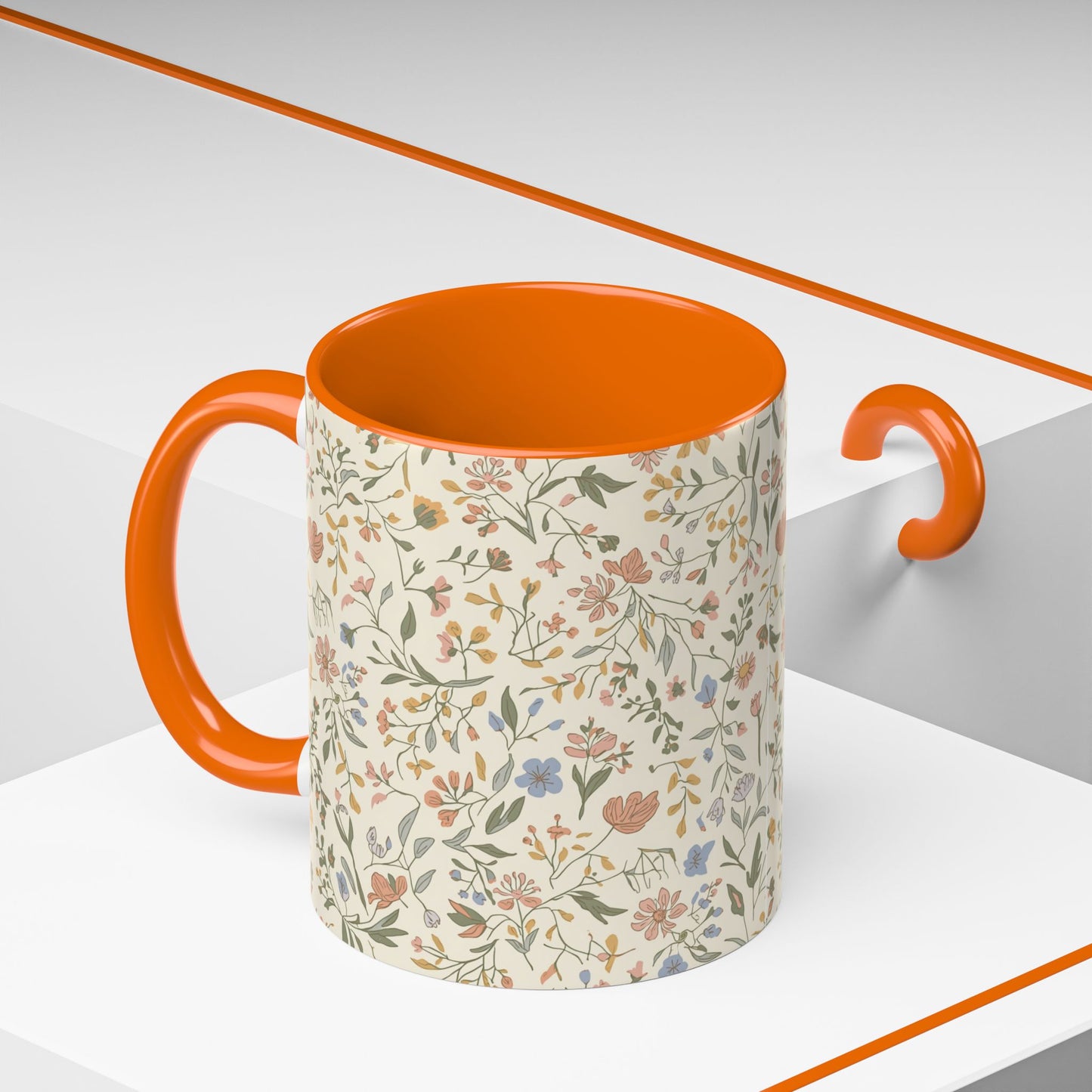 Floral Vintage Accent Coffee Mug  11/15oz