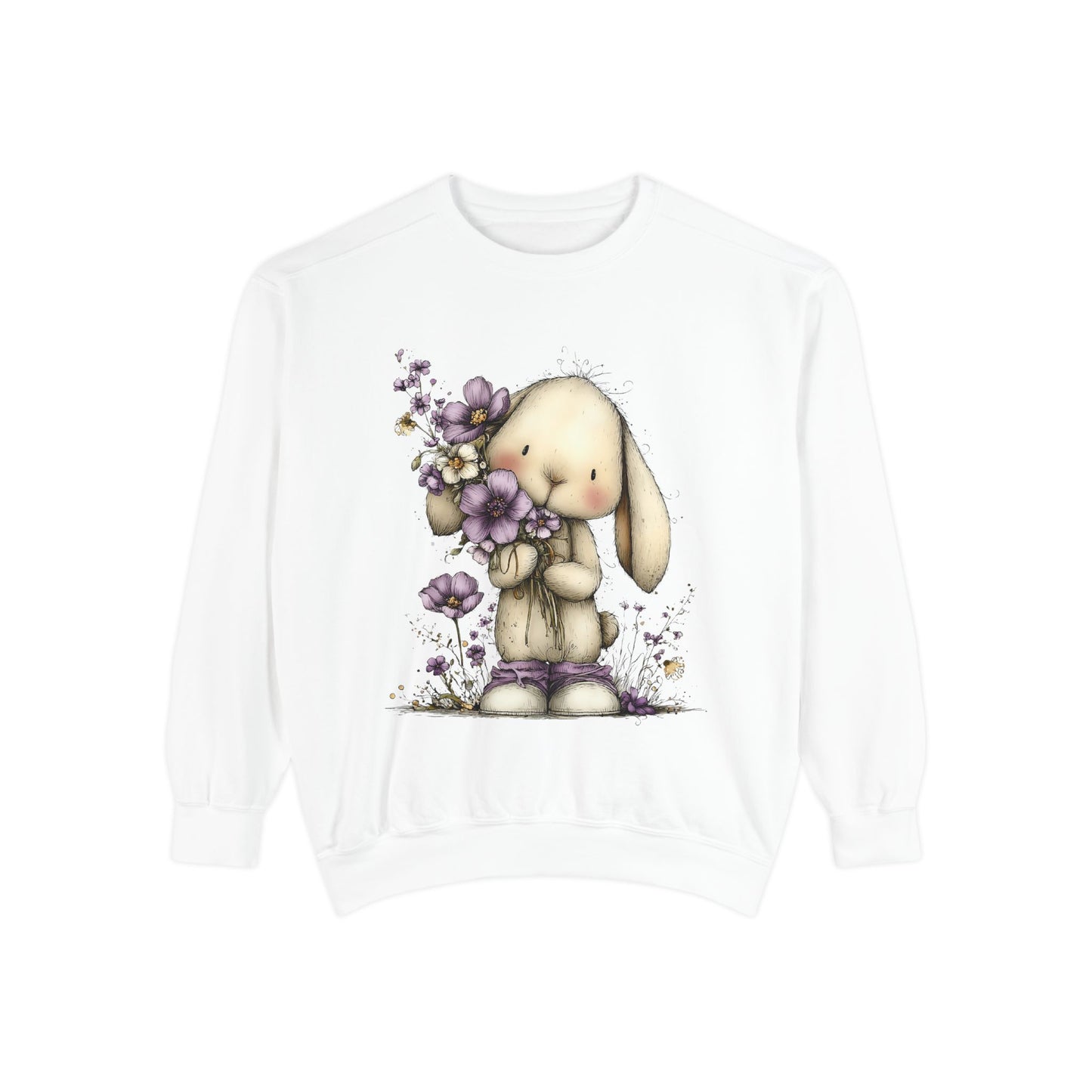 Bunny with Purple Flowers Sweatshirt