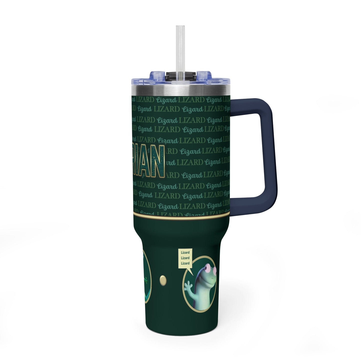 Adrian Lizard 40oz Vacuum Tumbler – Insulated Travel Cup with Handle