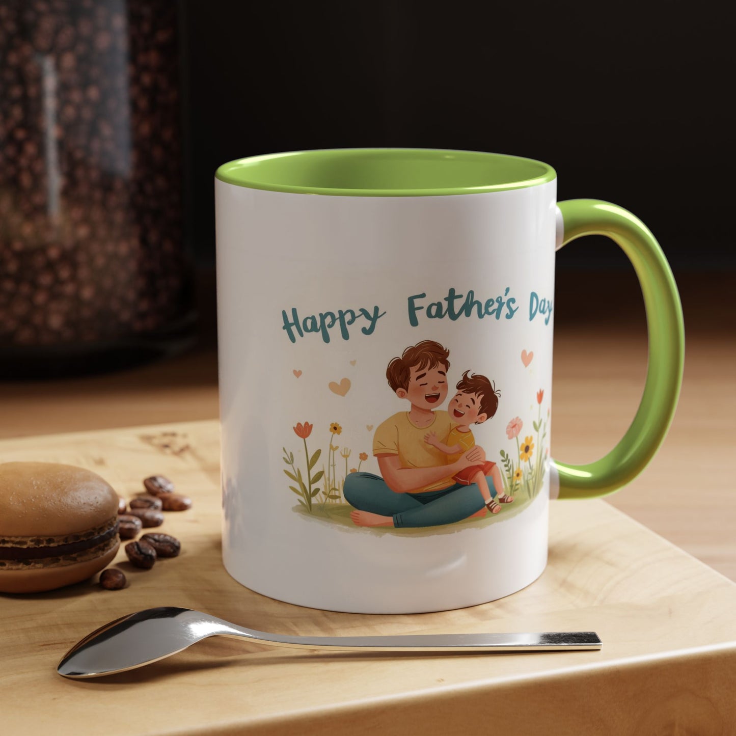 "Happy Father's Day" Dad and Child Floral Accent Mug (11/15oz)