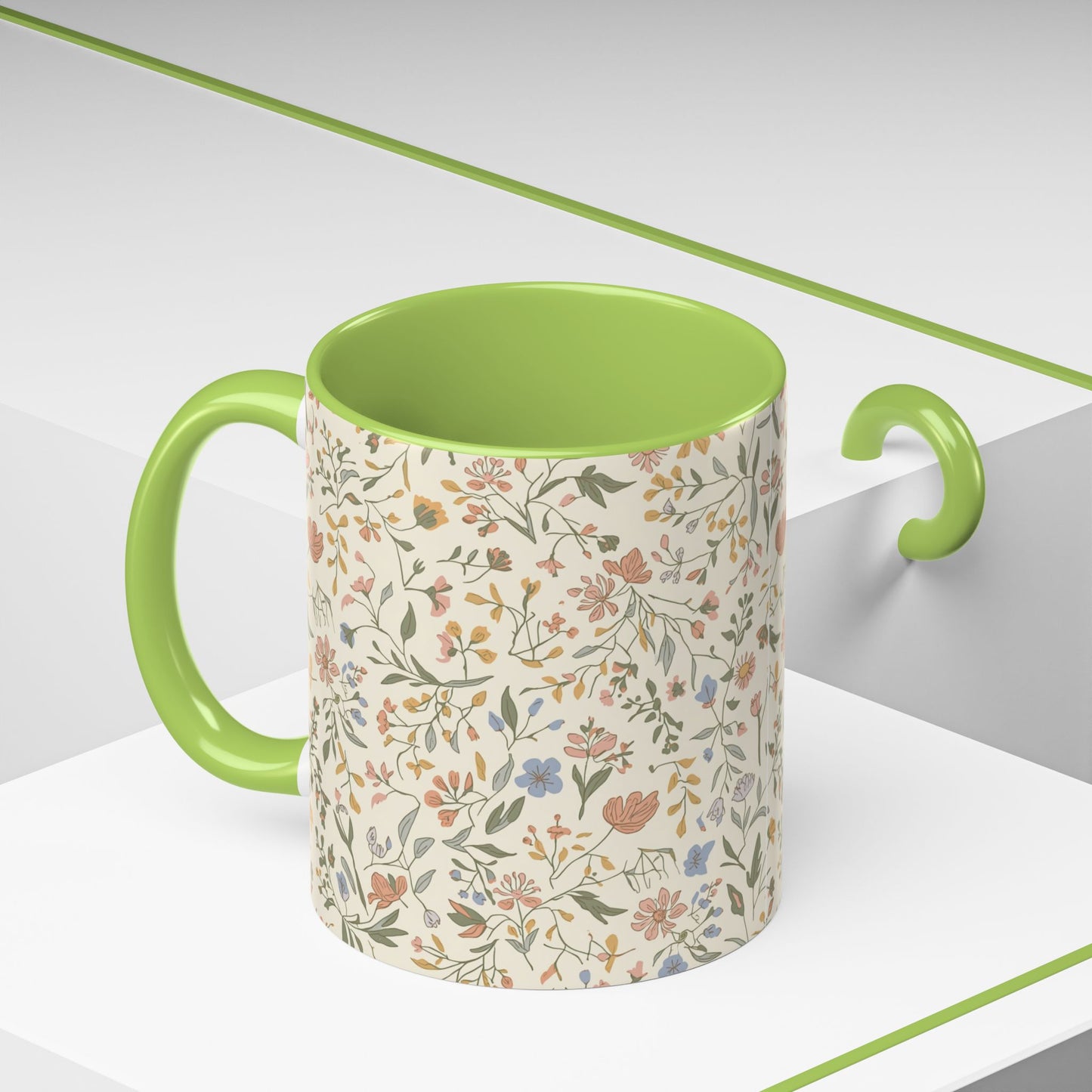 Floral Vintage Accent Coffee Mug  11/15oz