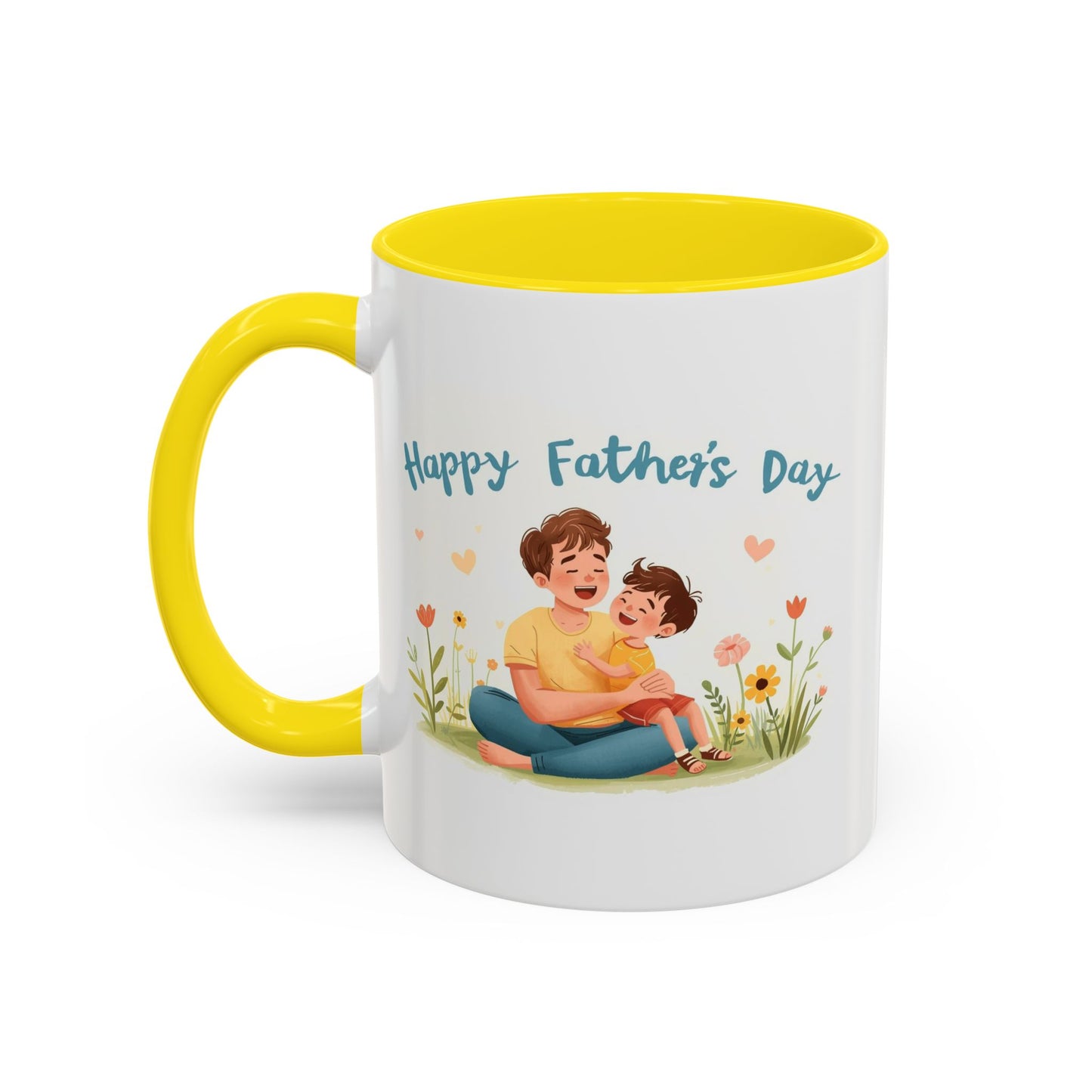 "Happy Father's Day" Dad and Child Floral Accent Mug (11/15oz)