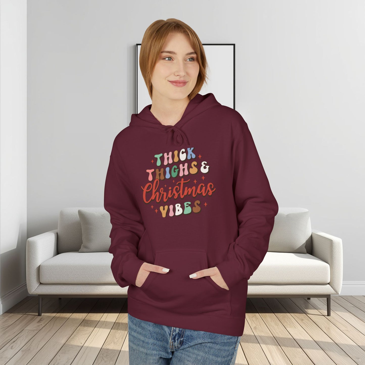 Christmas Vibes Hoodie — "Thick Things Christmas Vibes" Festive Holiday Pullover