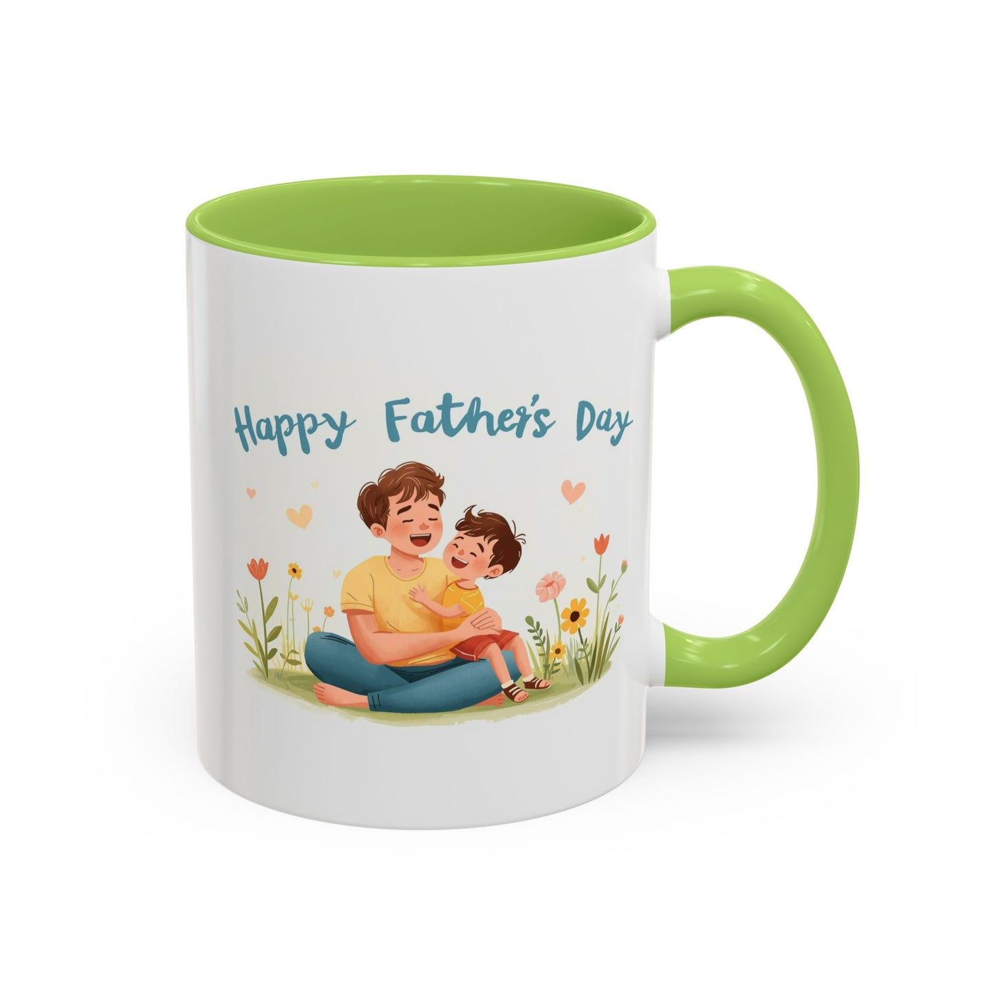 "Happy Father's Day" Dad and Child Floral Accent Mug (11/15oz)